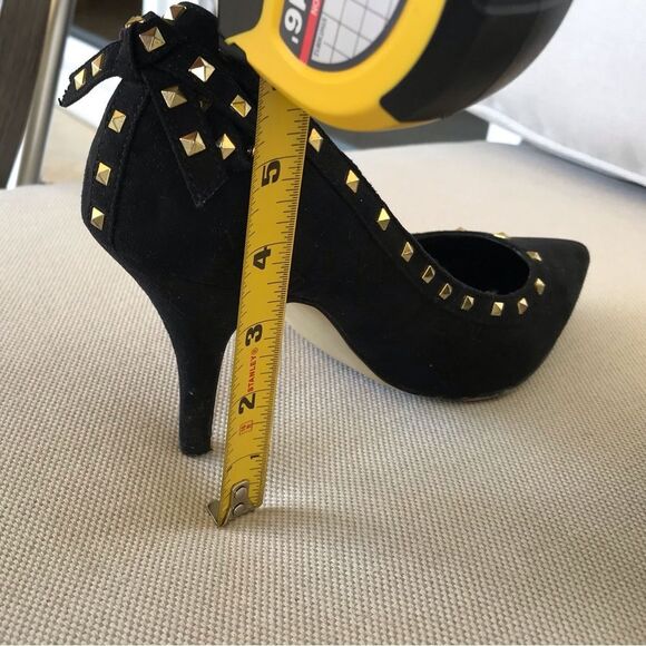 Elle Black and Gold Studded Heels - Picture 6 of 7